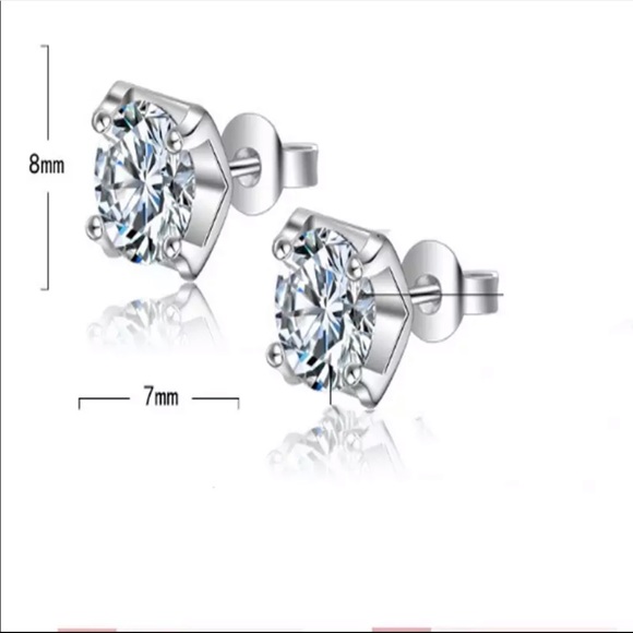 Sterling Silver 925 CZ Stud Earrings - Picture 4 of 4